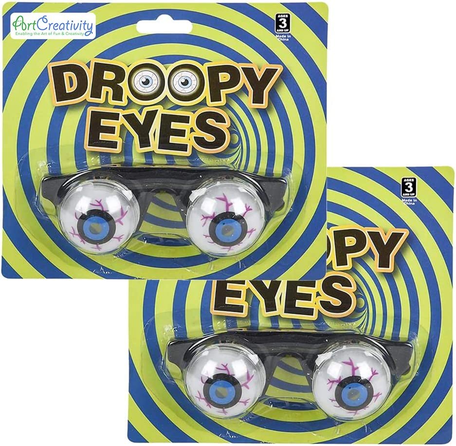 ArtCreativity Droopy Eye Glasses for Kids, Set of 2, Funny Glasses with Dropping Eyeballs, Unique Halloween Costume Accessories and Photo Booth Props, Birthday Party Favors and Goodie Bag Fillers