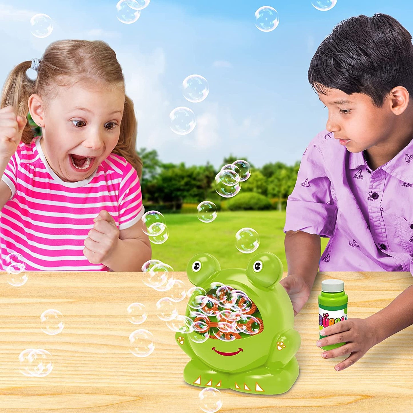 ArtCreativity Frog Bubble Machine Set for Kids - 2 Pack - Includes 2 Bubbles Blowing Toys and 2 Bottles of Solution - Fun Summer Outdoor or Party Activity - Best Gift for Boys, Girls, and Toddlers