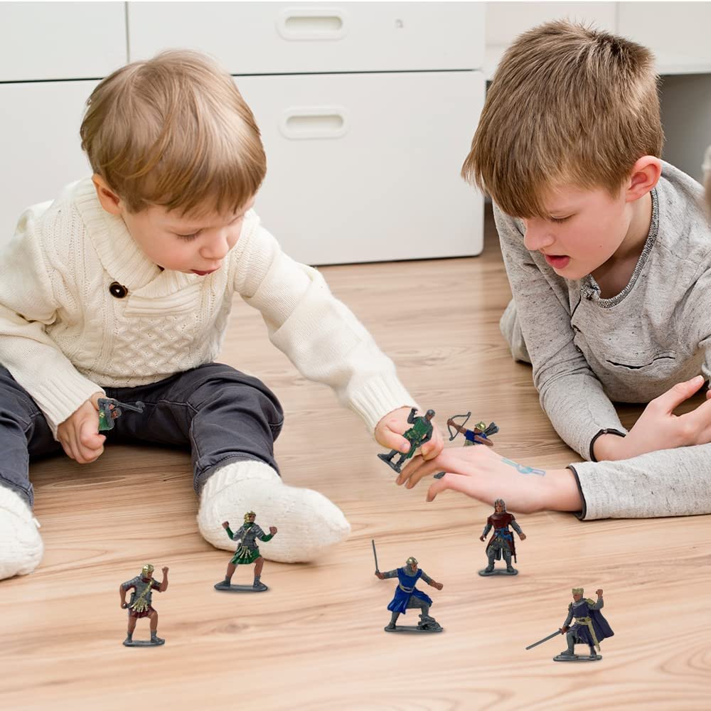 ArtCreativity Knight Action Figures for Kids, Set of 8, Free-Standing Knight Figurines with Realistic Details, Medieval Party Decorations and Cake Toppers, Knight Party Favors for Boys and Girls