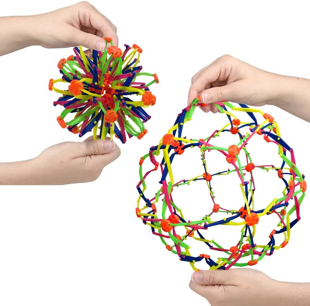 Collapsible Ball Toy, Set of 2, Expanding Mini Spheres for Kids, Stress Relief Fidget Toy for ADHD, Anxiety, Autistic Children, Great Party Favor and Gift for Boys and Girls