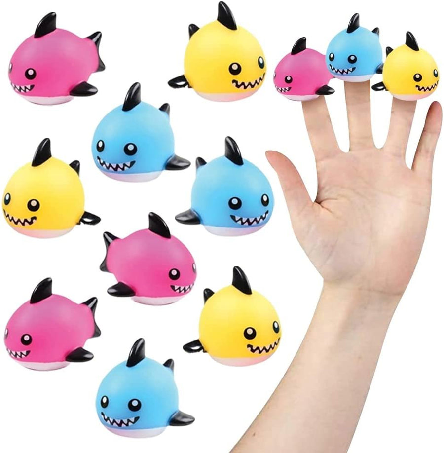 Baby Shark Finger Puppets, Set of 12, Finger Puppets for Kids in Assorted Colors, Fun Birthday Party Favors, Goodie Bag Fillers for Boys and Girls