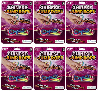 ArtCreativity Chinese Jump Ropes, Set of 6, Elastic Playground Skipping Ropes for Kids, Outdoor Toys for Girls and Boys in Rainbow Colors, Great as Goodie Bag Stuffers and Birthday Party Favors