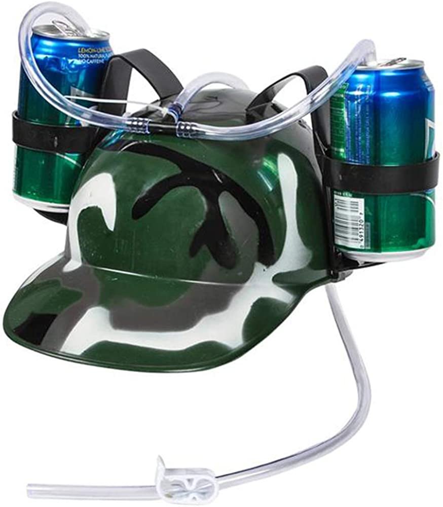 Camouflage Drinking Helmet for Kids, Soda and Beer Can Hat Drinking Holder with a Military Look, Fun Novelty Gift, Great Gift for Boys and Girls