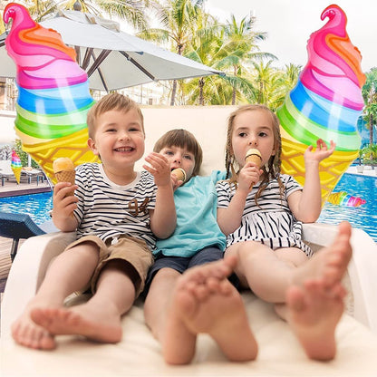 ArtCreativity Rainbow Ice Cream Cone Inflates, Set of 4, Inflatable Icecream Toys with Vibrant Colors, Ice Cream Party Decorations, Fun Party Inflates, Kids’ Swimming Pool Toys, 33 Inches