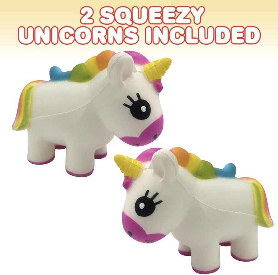 Squeezy Unicorn Toys for Kids, Set of 2, Super Soft Slow Rising Squeeze Toys, Stress Relief Sensory Toys for Children, Best Unicorn Party Favors, Goody Bag Fillers for Girls and Boys