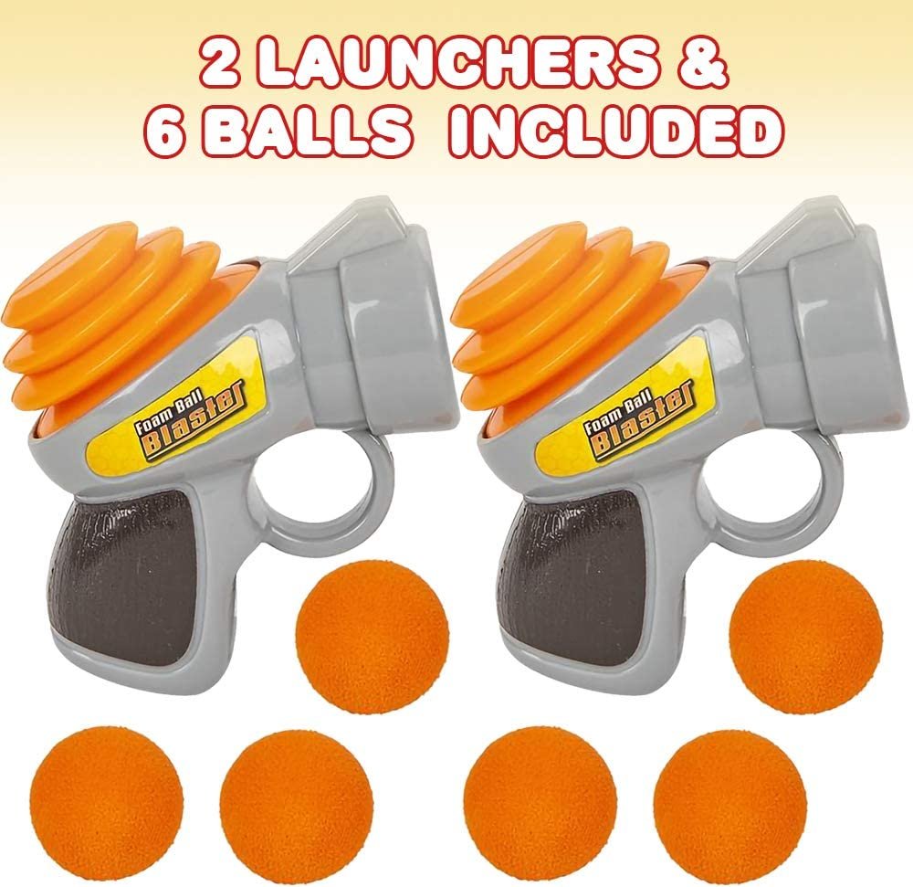 Mini Foam Ball Blasters, Set of 2, Each Set with 1 Air Gun and 3 Foam Balls, Cool Shooting Toys for Kids, Fun Toys for Outdoors, Indoors, Yard, Camping, Best Birthday Gift Idea