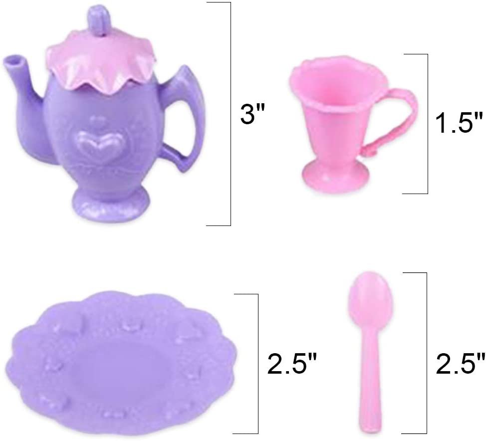 ArtCreativity 13PC Mini Tea Party Toy Set for Little Girls, Set of 2, Each Toy Tea Set with 4 Plates, 4 Spoons, 4 Cups, and 1 Teapot, Pretend Play Toys for Kids, Great Birthday Gift