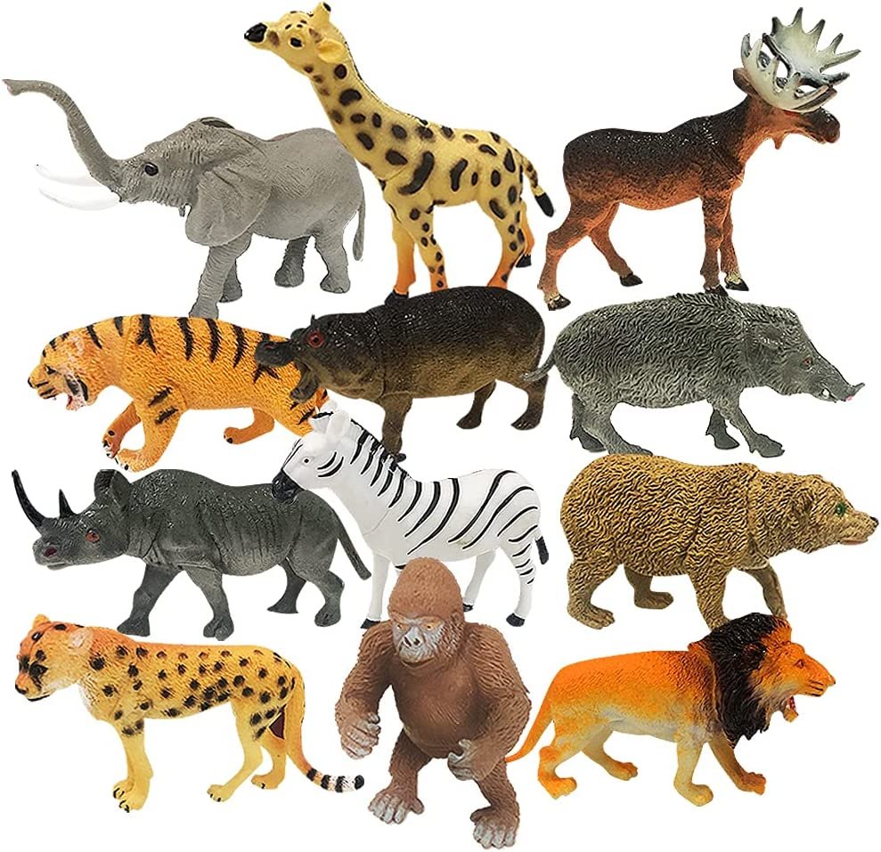 ArtCreativity Zoo Animal Figurines Assortment for Kids, Pack of 12, Assorted Small Animal Figures, Sturdy Plastic Playset, Fun Zoo Theme Birthday Party Favors, Great Gift Idea for Boys and Girls