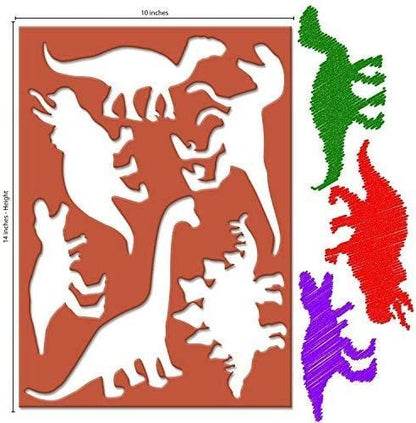 Karty Large Dinosaur Stencils for Kids Extra Thick Includes 20 Large Dinosaur Shapes with Pictures and Info About Each Dinosaur Most Durable Animal Stencils Available for Arts & Crafts