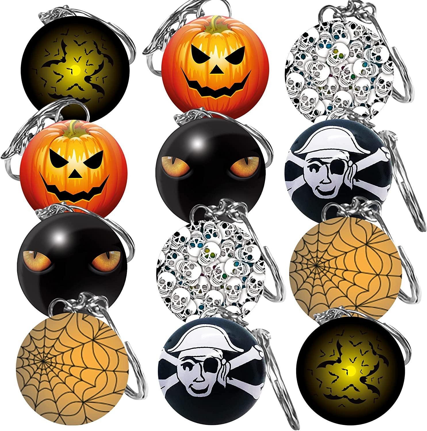 Halloween Keychain Assortment, Set of 36, Metal Keychains in Assorted Designs, Great as Halloween Party Favors, Halloween Gifts, Teacher’s Awards, Non-Candy Trick or Treat Supplies
