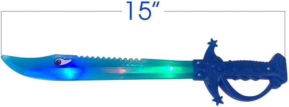 Light Up Shark Sword for Kids, Set of 2, 15" Toy Sword with Flashing LED Lights, Halloween Dress-Up Costume Accessories, Best Birthday Gift for Boys and Girls Toddler Toys Age 2-4