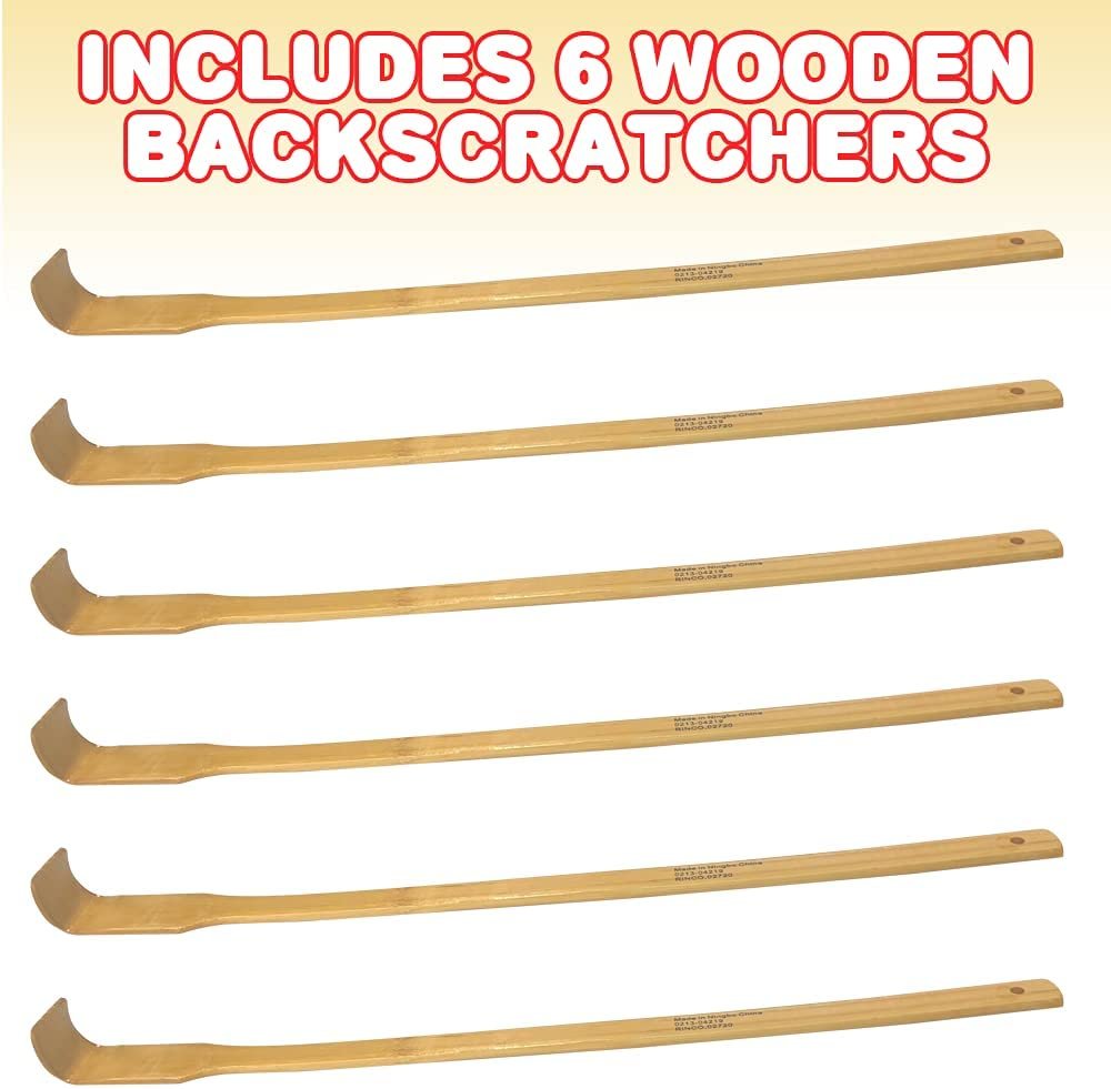 ArtCreativity Wooden Backscratchers for Kids and Adults, Set of 6, Instant Relief from Itching, Wooden Material, Stocking Stuffers for Kids, Unique Gag Gifts for Adults
