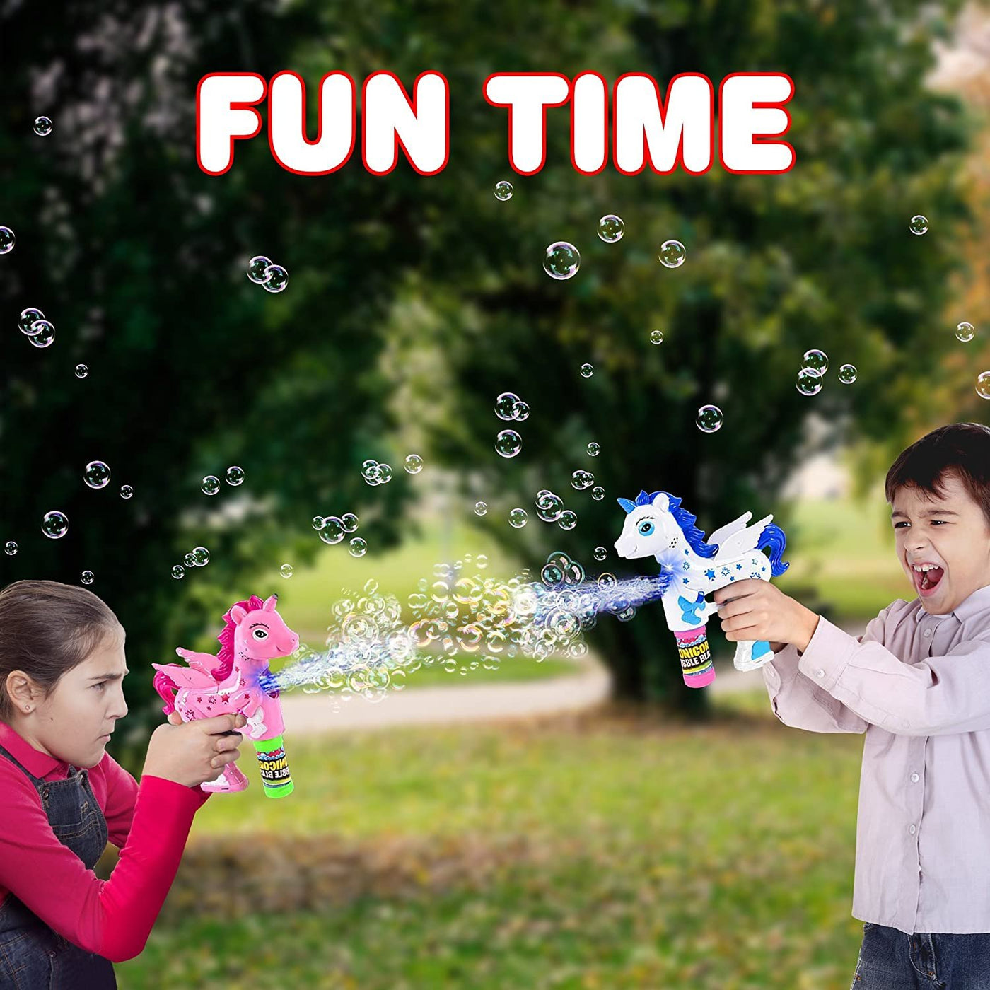 ArtCreativity Unicorn Bubble Blaster with Light and Sound | Includes 1 Bubble Gun & 2 Bottles of Bubble Solution & Batteries Installed, for Girls and Boys (Colors May Vary)