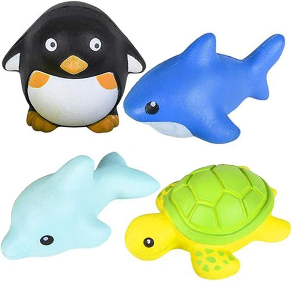 ArtCreativity Squish Sea Life Assortment, Set of 4, Scented Slow Rising Stress Relief Toys for Kids, Squeezable Birthday Party Favors and Goodie Bag Fillers, 4 Cute Designs and Colors