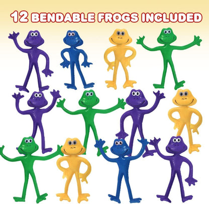 ArtCreativity Bendable Frog Figures, Set of 12, Bendable Toys for Kids, Animal Party Favors for Boys and Girls, Stress Relief Fidget Toys for Kids, Goodie Bag Stuffers, and Pinata Fillers