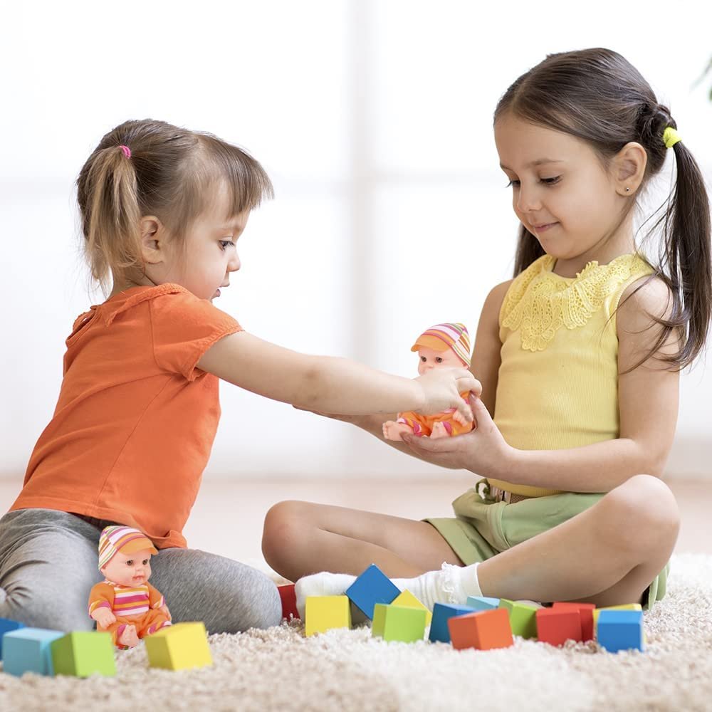 Baby Doll for Kids, 1 Piece, Plastic Baby Doll with Adorable Cap, Top, and Pants, 7-Inch-Tall Dolls for Girls, Encourages Active Play and Responsibility, Great Gift Idea