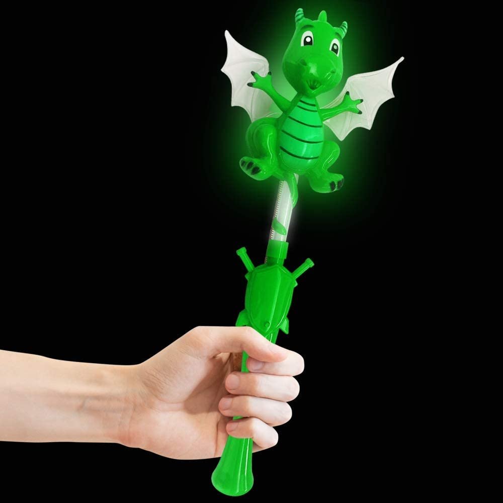 Light Up Dragon Wand, 17.5" Cute Wand with Flashing LED Effect & Magical Sounds, Batteries Included, Fun Pretend Play Prop, Best Birthday Gift, Party Favor for Kids- Colors May Vary