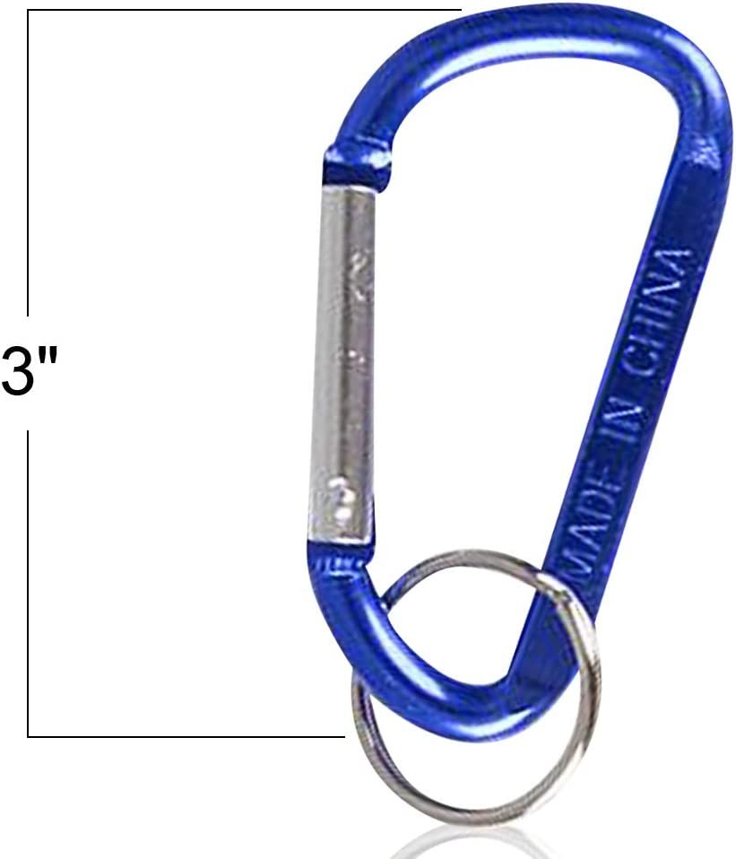 3" Rock Carabiner Clip Keychains for Kids and Adults - Set of 12 - Durable D-Ring Key Chains - Cool Birthday Party Favors, Goody Bag Fillers, Prize for Boys and Girls