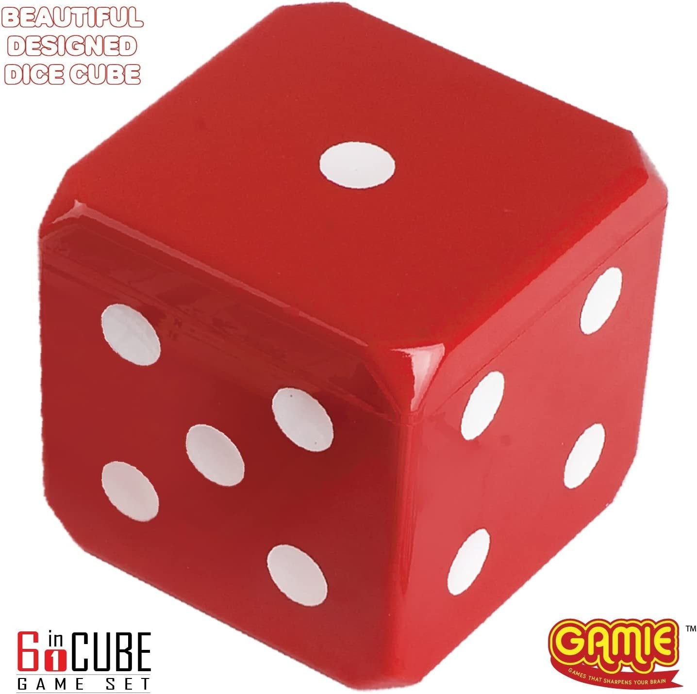6-IN-1 Dice Cube Game Set - by GAMIE - Board Game and Casino Set – Includes Chess, Checkers and Backgammon, 2 Decks of Playing Cards, Poker Chips, Poker Dice and Dominoes - Complete Kit for Family Fun