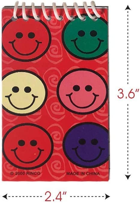 Mini Smile Face Notepads, Pack of 12, Small Emoticon Note Memo Pads with Colorful Rainbow Covers, Cute Party Favors, Stationery Supplies for School and Office for Kids and Adults