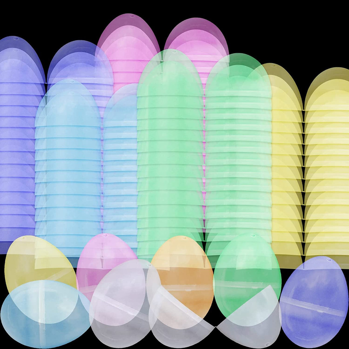 Glow in the Dark Easter Eggs, Bulk Pack of 100, Glowing 2.25" Empty Surprise Eggs for Toys and Candy, Unique Easter Egg Hunt Supplies, Easter Glow in the Dark Party Favors