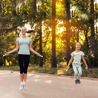 ArtCreativity 87” Jump Ropes for Kids, Set of 4, Durable Skipping Rope with Wooden Handles and Nylon Rope, Exercise Jump Rope for Girls and Boys, Fun Assorted Colors, Party Favors for Children