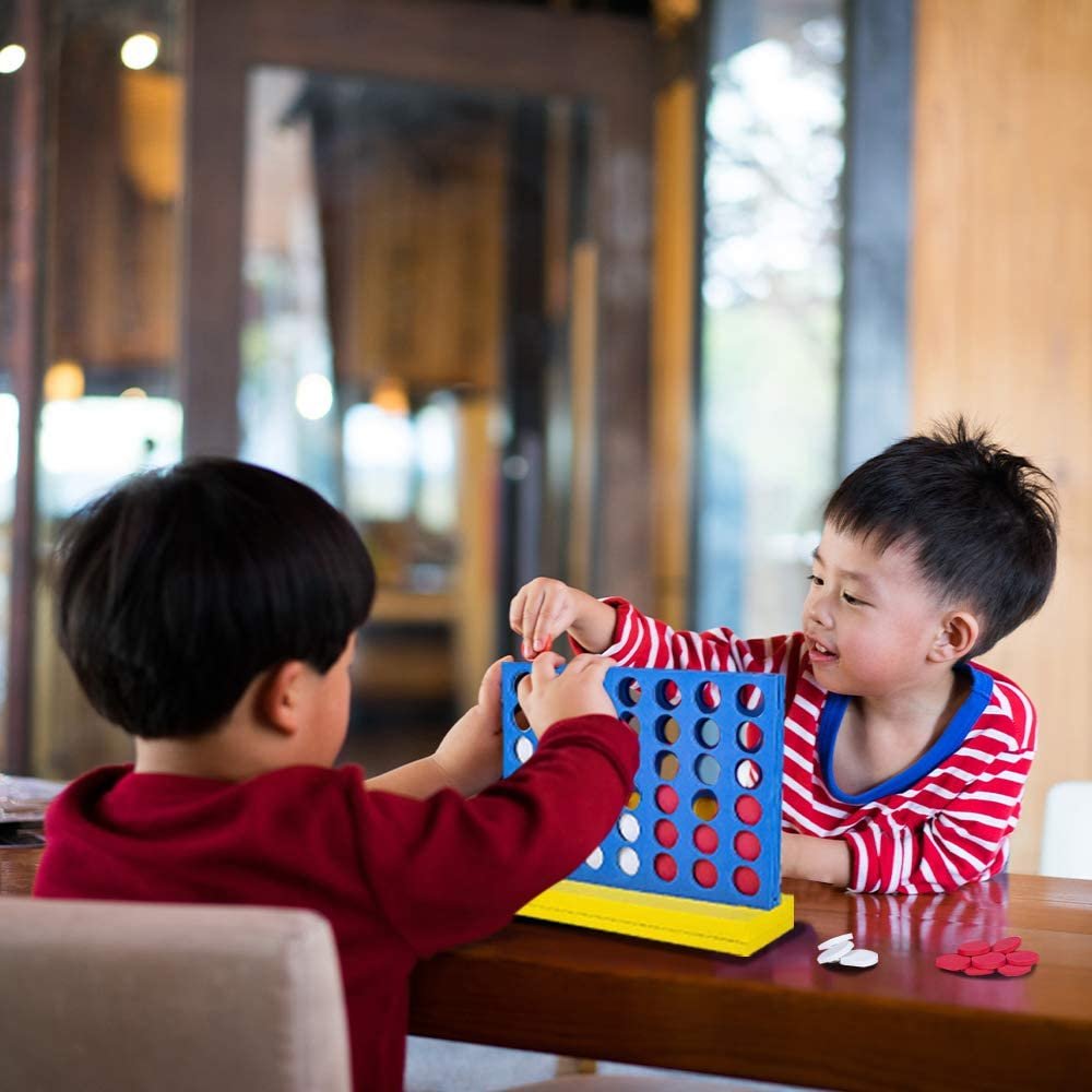 Gamie Jumbo Four in a Row Game, Durable Foam 4 in a Row Game with 42 Disks, Fun Indoor Game Night Games for Kids and Adults, Educational Learning Game for Children, 18.5 x 14.5