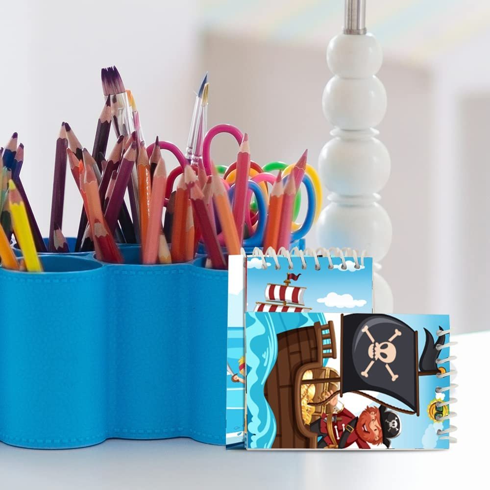 Mini Pirate Notebooks, Pack of 16, Small Spiral Notepads with Colorful Covers, Cute Stationery Supplies for School and Office, Fun Birthday Party Favors, Goodie Bag Fillers for Kids