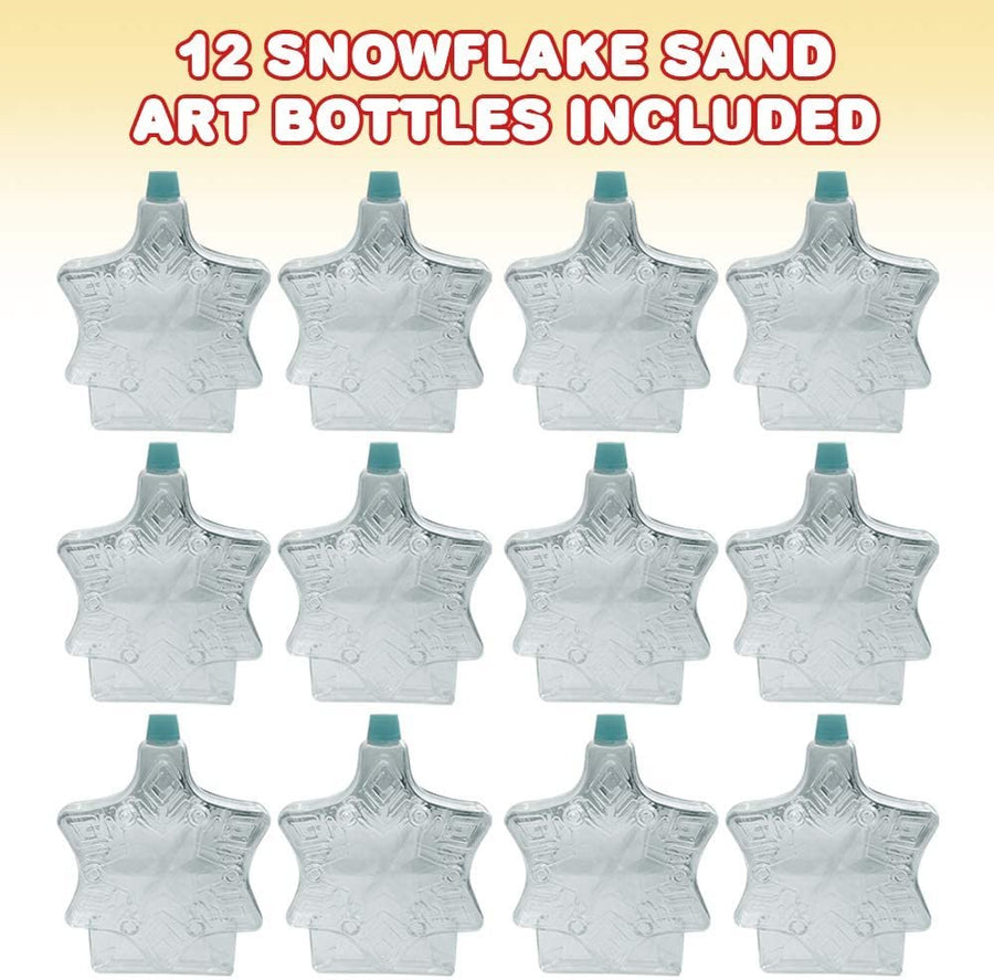 Snowflake Sand Art Bottles, Pack of 12, Clear Containers for Sand Art, Fun Craft Party Supplies and Party Favors for Kids - Sand Sold Separately