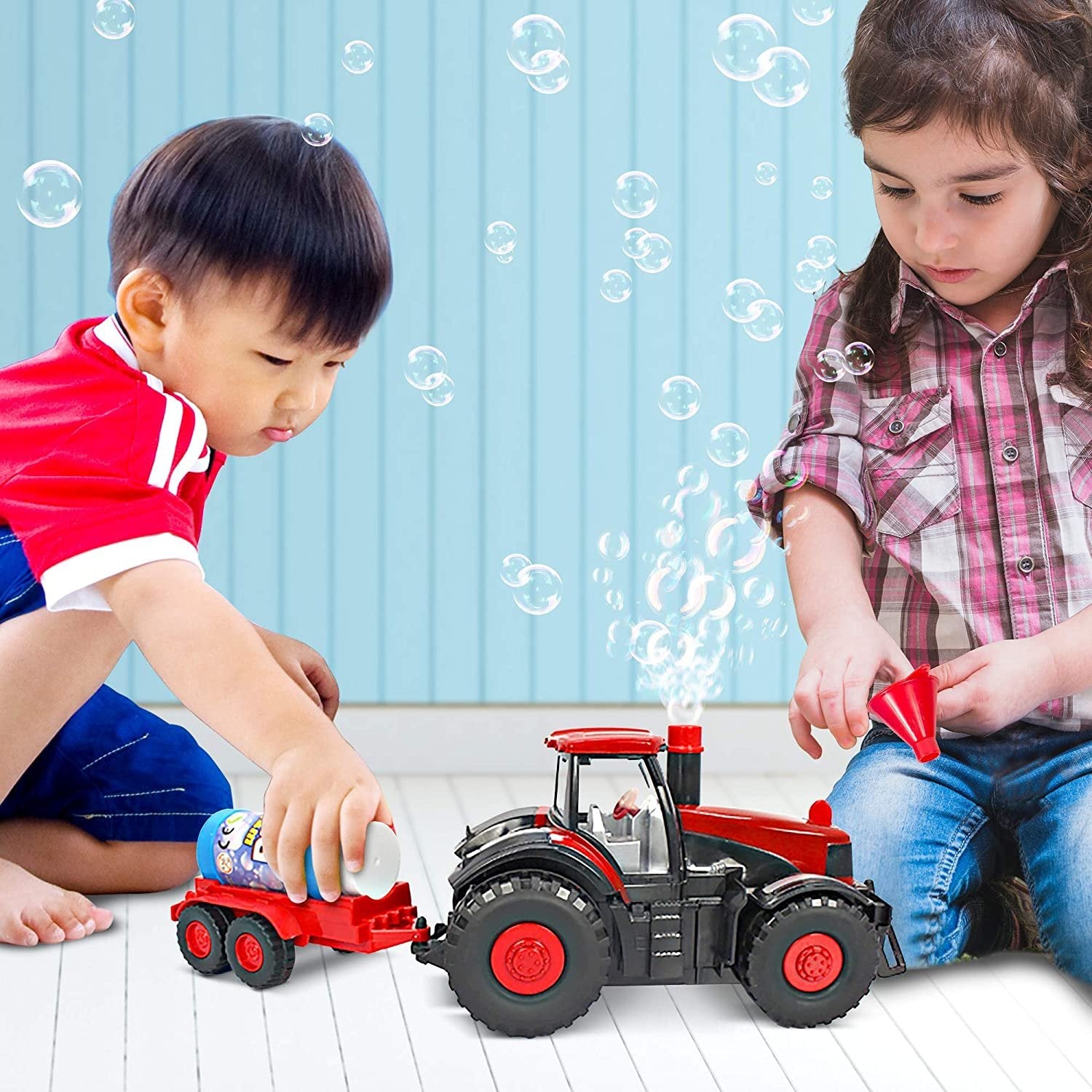 Bubble Blowing Farm Tractor with Lights and Sound