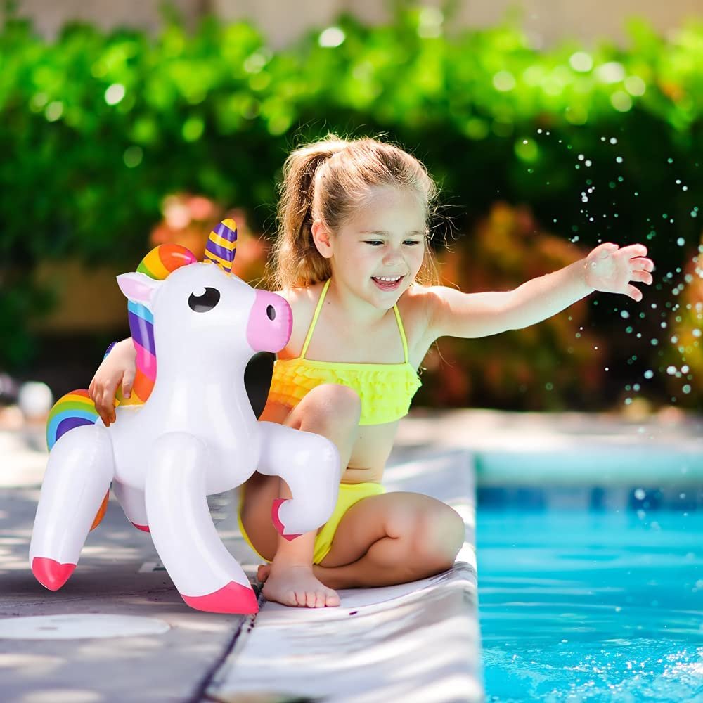 ArtCreativity Inflatable Unicorn, Blow-Up Unicorn Inflate for Birthday Party Favors, Unicorn Party Decorations and Supplies, Pool Party Float, and Game Prize for Kids