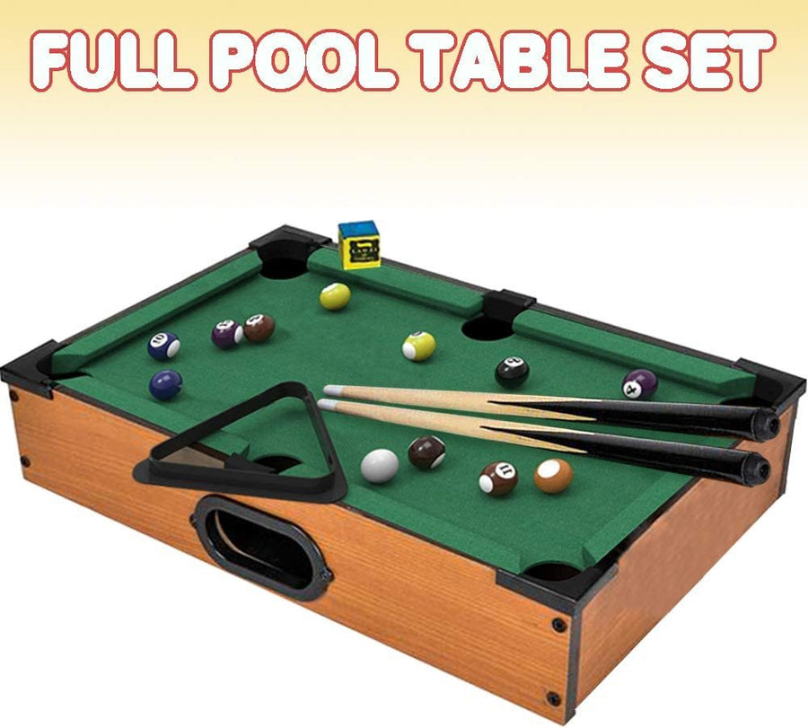 Gamie Tabletop Pool Game Set Wooden Portable Game with All Accessories Included - Great Gift Idea for Boys and Girls - Unique Desk Decoration - Fun for The Whole Family