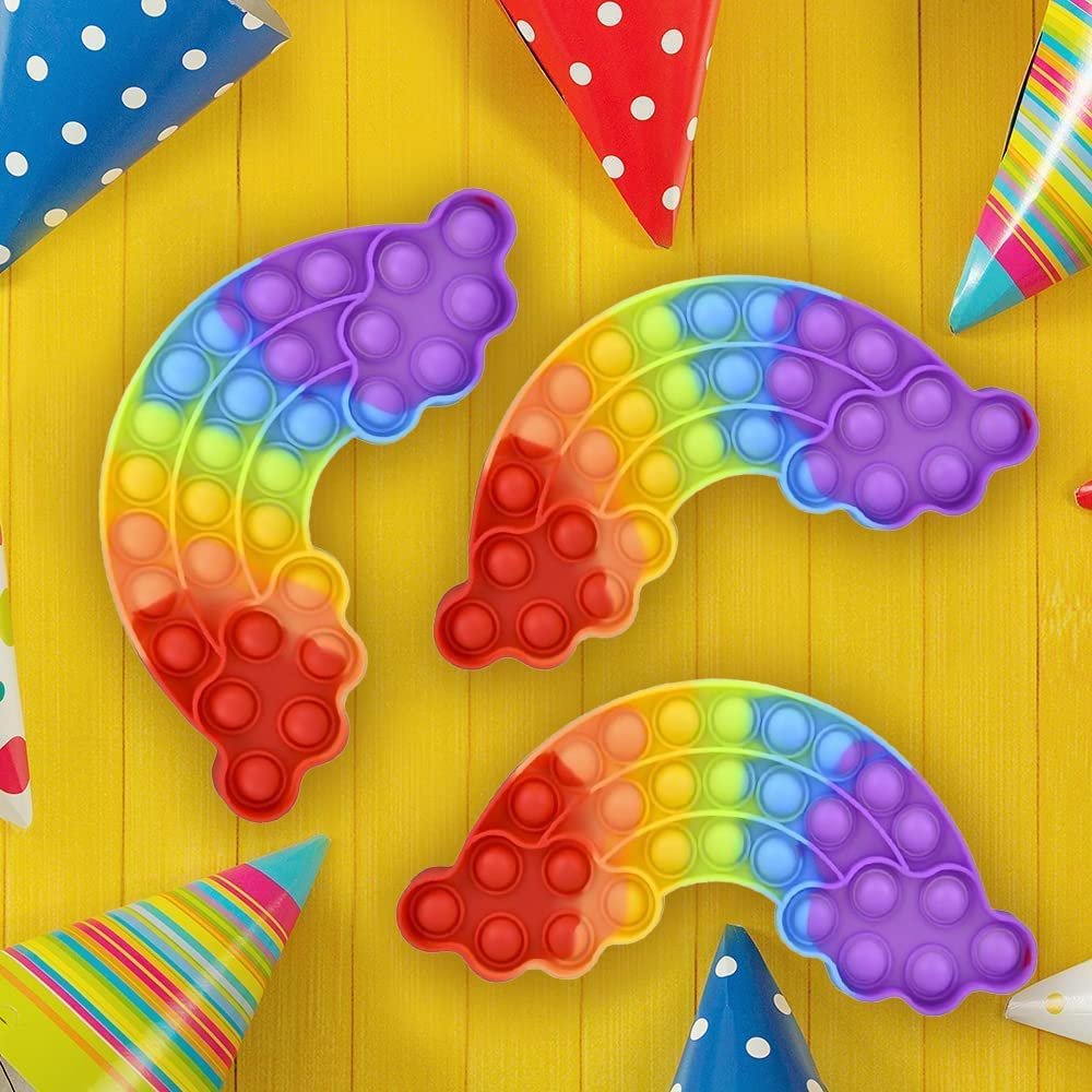 THE TWIDDLERS - 3 Large Rainbow Spring Toys for Kids, Fidget Toy & Party  Bag Filler for Boys and Girls, Great for Party Favours or Gifts - 9 x 9 cm