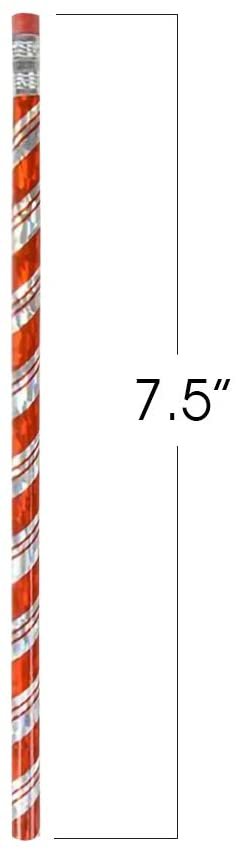 Christmas Candy Cane Prism Pencils, Pack of 24, Metallic Prism Design, Cute Writing Pencils with Erasers, Holiday Stocking Stuffers, Teacher Supplies for Classrooms, Student Rewards