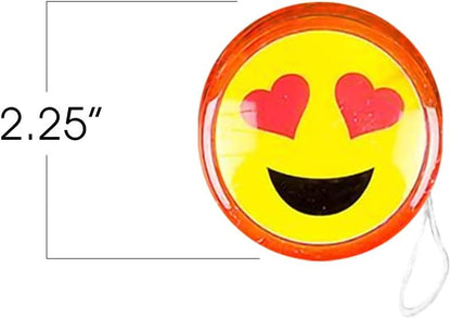 ArtCreativity Light Up Emoticon Yoyos for Kids, Set of 12, Classic Plastic YoYo Toys with Flashing LEDs, Light-Up Birthday Party Favors, Goodie Bag Fillers, Holiday Stocking Stuffers, Classroom Prizes