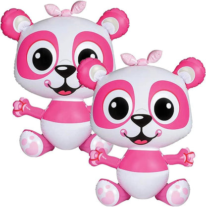 ArtCreativity Pink Panda Inflates, Set of 2, Blow-Up Panda Inflates for Birthday Party Favors, Party Decorations and Supplies, Pool Party Float, and Game Prize for Kids