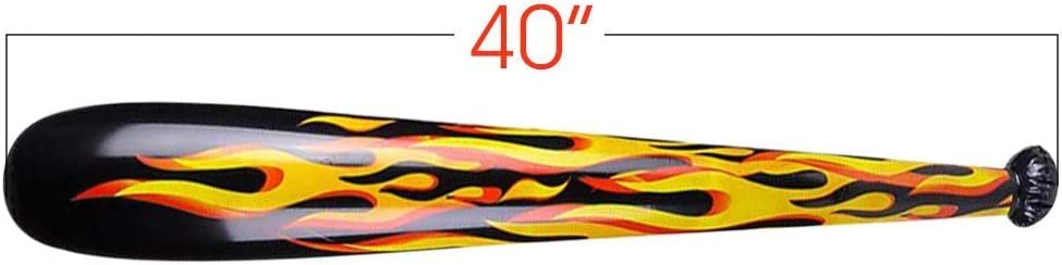 Inflatable Flame Baseball Bats for Kids, Set of 6, 40" Durable Inflates, Cool Sports Birthday Party Favors, Decorations, and Supplies, Carnival Party Prizes