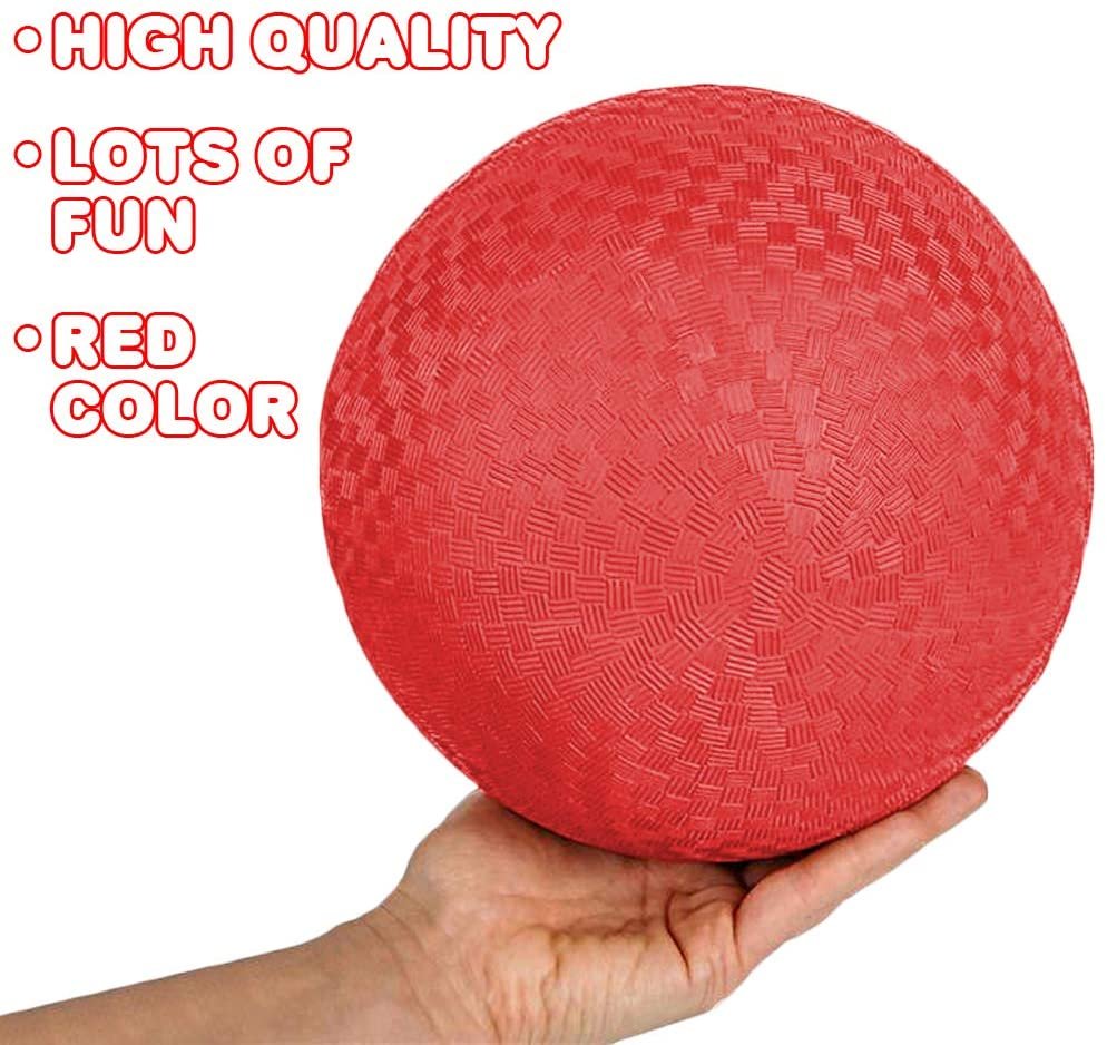 Red Playground Ball for Kids, Bouncy 10" Kick Ball for Backyard, Park, and Beach Outdoor Fun, Durable Outside Play Toys for Boys and Girls - Sold Deflated