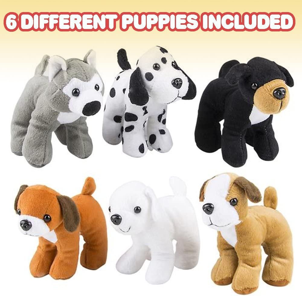 Dog Plush Assortment - Set of 12 - Soft and Cuddly Stuffed Animals for Toddlers - 6 Cute Puppy Designs - Fun Birthday Party Favors, Kids Carnival Prize, Gift Idea for Boys and Girls