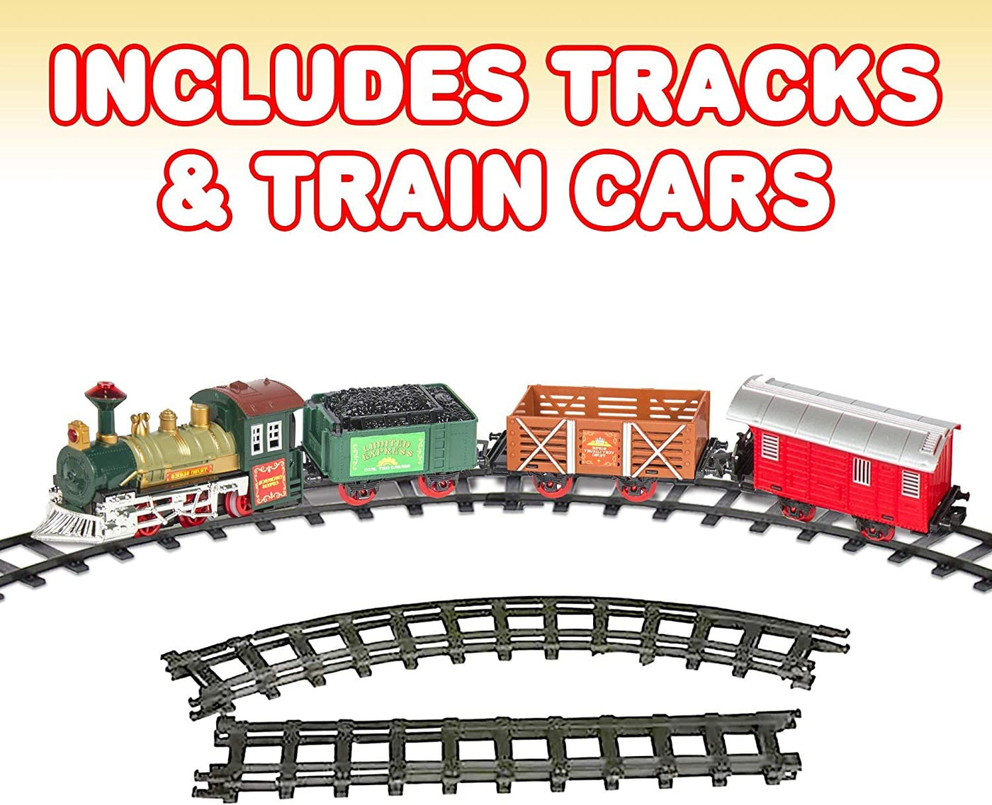 Deluxe Train Set for Kids, Battery-Operated Train with Cars & Tracks