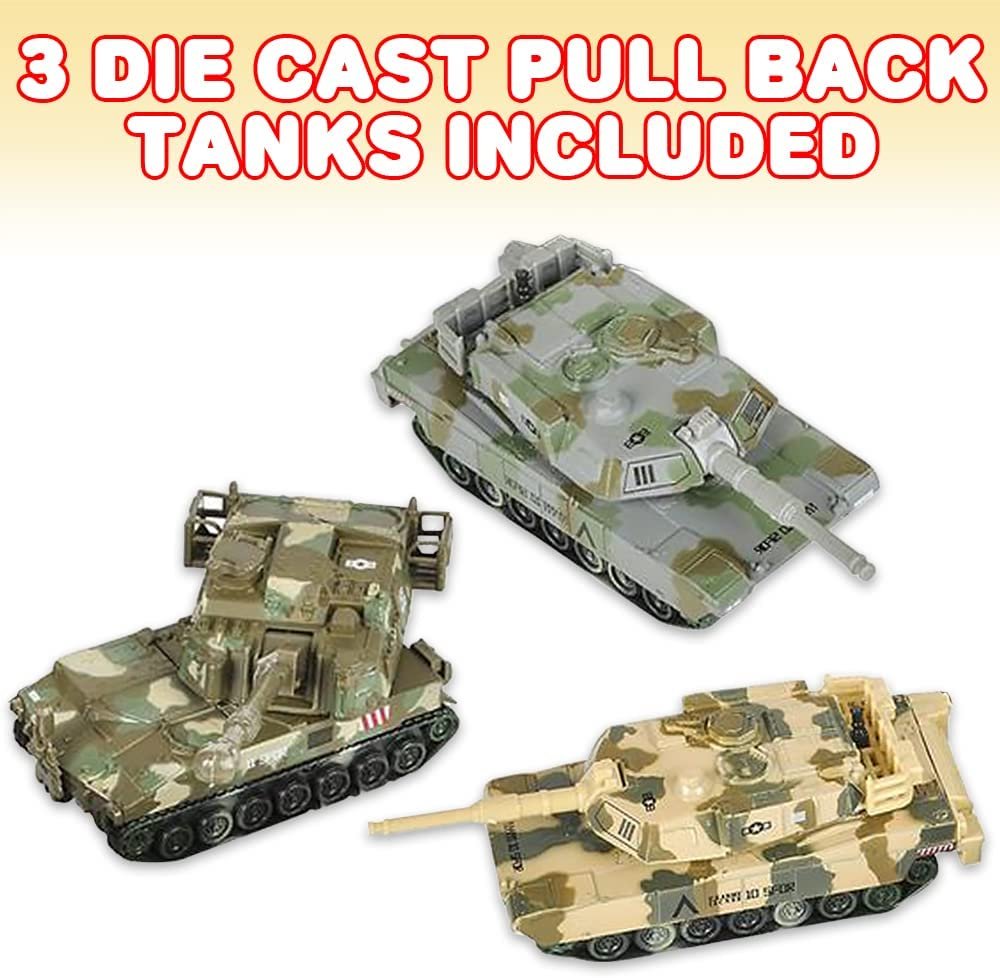 Pull Back Tank Toys, Set of 3, Diecast Tank Military Toys in