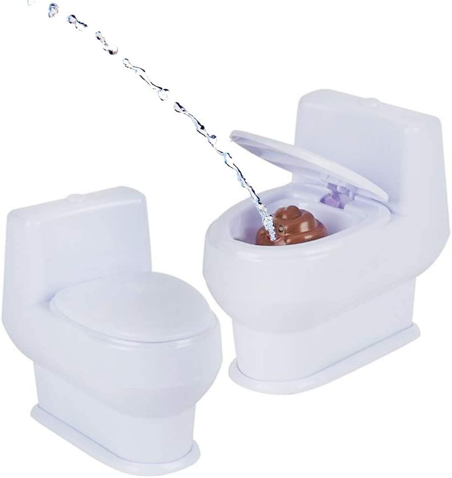4" Squirt Toilet with 3D Poo Emoticon - Gag Gift for Kids and Adults, Squirting Prank Toy