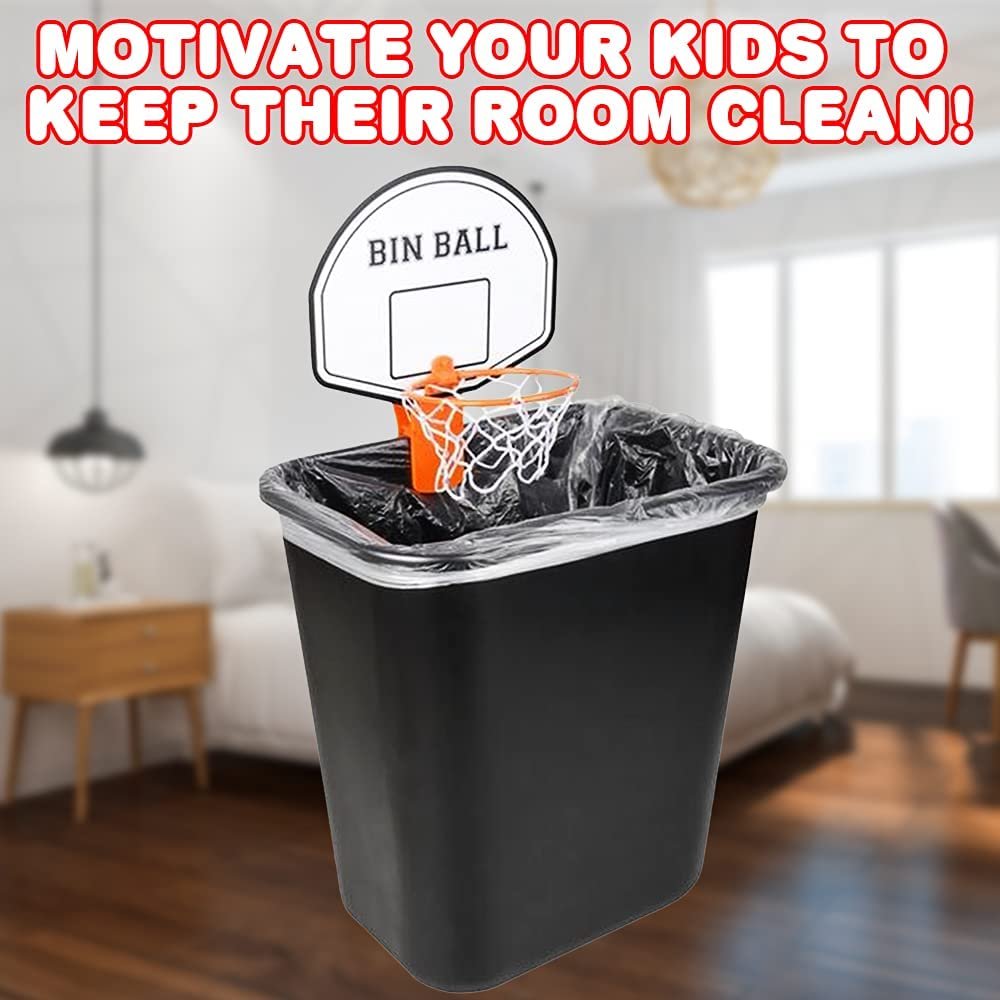 Trash Can Basketball Set, Includes Clip-On Hoop with Backboard, Inflatable Ball and Pump, Fun Indoor Basketball Hoop for Kids, Office Toys for Adults, Great Birthday Gift Idea
