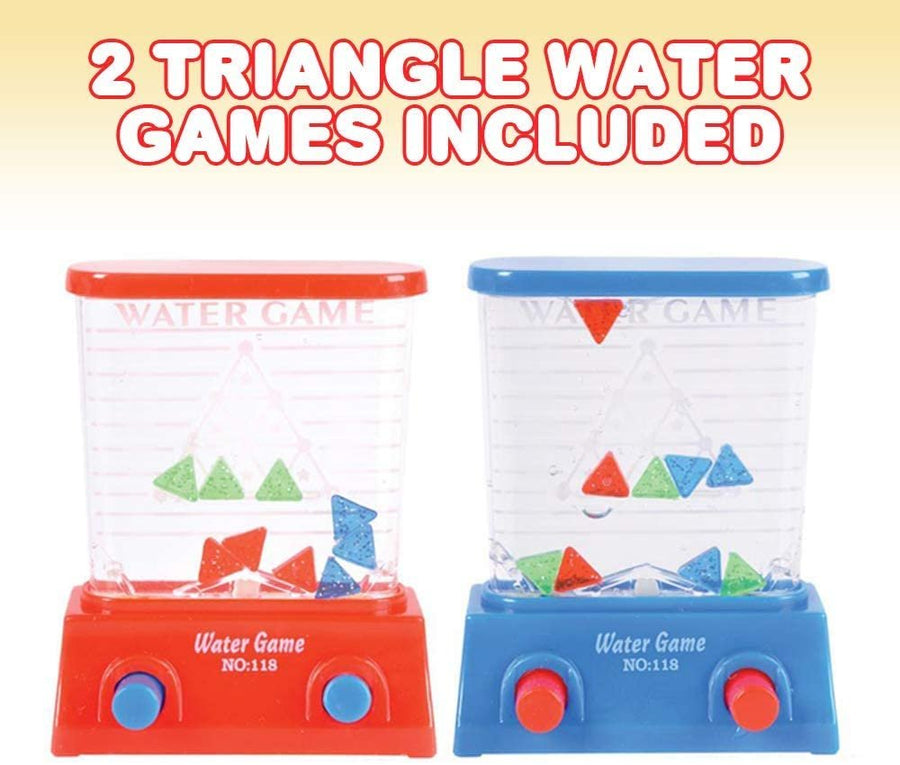 Triangle Water Game, Set of 2, Handheld Water Game for Kids, Goody Bag Fillers, Birthday Party Favors for Children, Road Trip Travel Toys for Boys and Girls