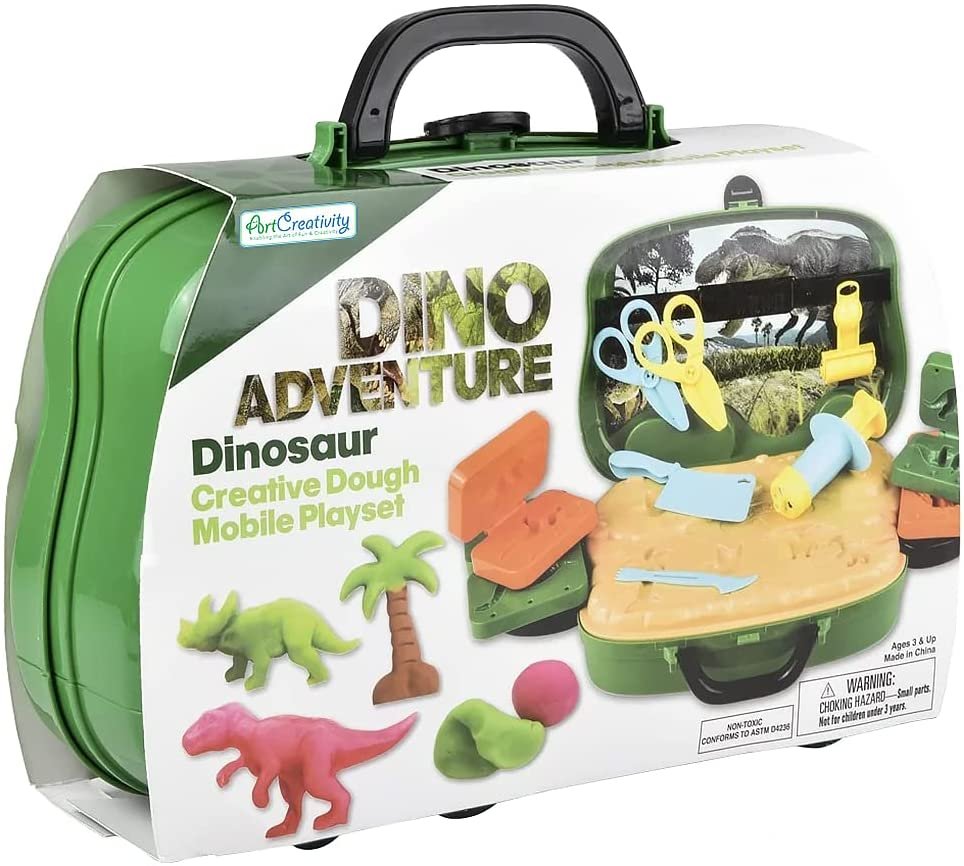 Dinosaur Theme Modeling Clay Playset on Wheels, Play Dough