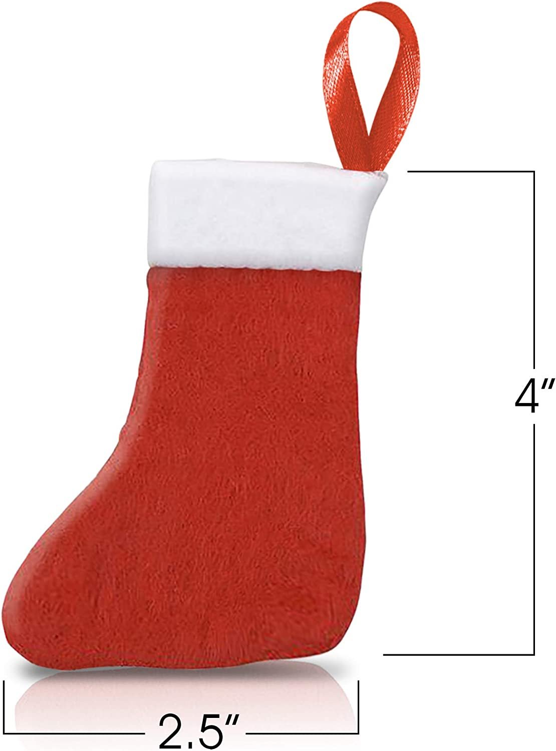 Mini Christmas Stockings with Hanging Loops, Set of 12, Red and White Christmas Décor, Felt Stockings for Holding Gifts, Xmas Tree Decorations, Cute Dining Silverware Holders