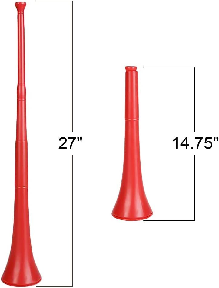 Red Collapsible Stadium Horn, 1PC, Noise Maker School Spirit Toys for Sports Events and Parties, Cool Sports Party Decorations, Noisemaker Blow Horn with Collapsible Design, 27"es