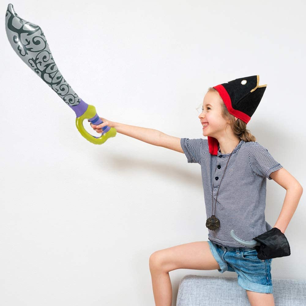 Pirate Sword Inflates - Set of 12 - 24" Inflatable Swords for Pirate Party Supplies, Costume, and Photo Booth Props, Fun Swimming Pool and Bathtub Toys for Boys and Girls