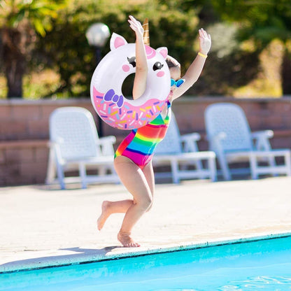 ArtCreativity 22 Inch Unicorn Donut Tubes, Set of 2, Colorful Inflatable Donut Tubes with Unicorn Design, Unicorn Birthday Party Decoration Supplies, Durable Water Pool Toys for Kids, Party Favors