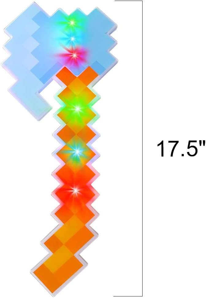 Light Up Pixel Axe Toy, 1PC, LED Ax for Kids with 3 Flashing Modes, Cool Halloween Costume Accessory, Batteries Included, Best Birthday and Holiday Gifts for Gamers, 17.5"es